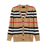 Women's sweater women's jacket cashmere cardigan mid-length knitted jacket V-neck loose striped sweater thin ladies trench coat