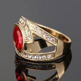 Cincin Kristal Merah - Lapisan Emas - Cantik Menawan
