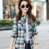 Baju Cotton blouses women cotton plaid shirt women fashion new 2020 autumn and winter Korean casual bottoming shirts long-sleeved tops