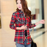 Baju Cotton blouses women cotton plaid shirt women fashion new 2020 autumn and winter Korean casual bottoming shirts long-sleeved tops