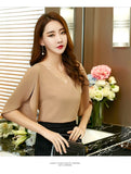 Blouse Wanita Model Korea Terkini Chiffon V-neck Loose - Cantik Menawan