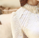 Atasan Wanita Cantik & Menawan - Long sleeved Casual Lace blouse - Cantik Menawan