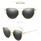 Kaca Mata Wanita Cat Eye Sunglasses - Vintage Fashion Rose Gold Mirror Oculos UV400 - Cantik Menawan