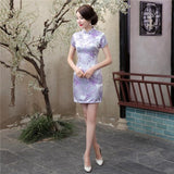 Dress Wanita Traditional Cheongsam Model Cina Sutra Satin Mini Seksi - Cantik Menawan