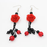 Accessories Cantik - Carved Lacquer Rose Earrings Drop - Cantik Menawan