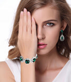 Crystal Set Perhiasan Rhinestone Austrian Gelang + Anting-anting - Cantik Menawan