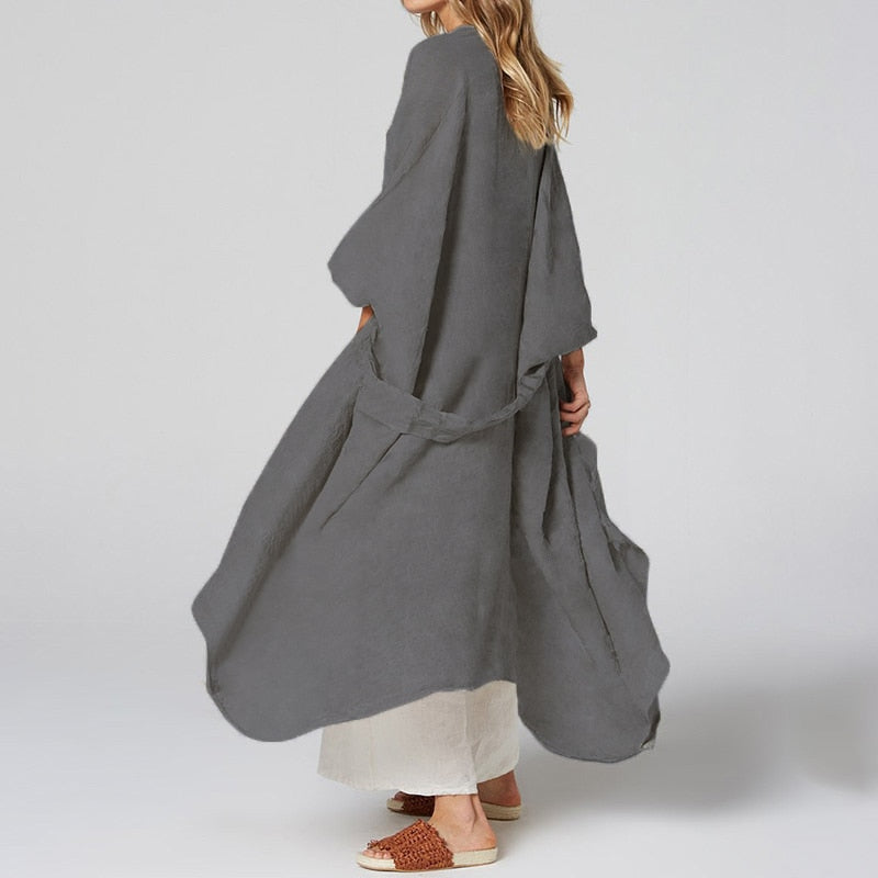 Celmia Kimono Antik Wanita 2022 Kaus Panjang Musim Gugur Blus Kardigan Blus Penutup Pantai Kasual dengan Sabuk Atasan Besar Wanita