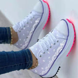 Women Pattern Canvas Sneakers Women Casual Shoes 2022 Women Sneakers Shoes Flat Lace-Up Zapatillas Mujer Chaussure Femme