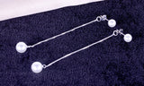Silver Earrings Double Artificial Pearl - Cantik Menawan
