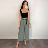 Celana Kulot Wanita Terbaru Murah, Diskon dan Gratis Ongkir - Ankle Length Pants Women's High Waist Stylish Loose Pants - Cantik Menawan