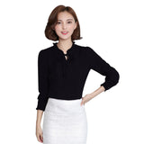 Blouse Wanita Terbaru - Spring Summer Shirts Women Chiffon Blouse Long Sleeve Ruffle Collar Office Work Wear - Cantik Menawan