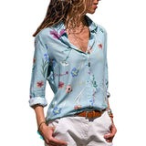 Baju Wanita Murah Diskon dan Gratis Ongkos Kirim - Turn Down Collar Office Shirt Leisure Lengan Panjang - Cantik Menawan