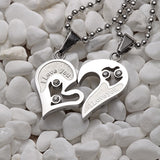 Aksesoris Kalung Couple -  Stainless Steel Chain Black Heart Love - Cantik Menawan