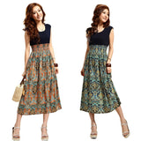Dress Cantik Terbaru - Casual Bohemian Vintage Print Patchwork Long Summer Beach Dress - Cantik Menawan