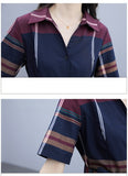 Stinlicher Women Grid Stripe Dress Elegant Lady Office Long Sleeve Dress Women Tunic Bandage Midi Dress Plus Size Autumn Winter