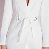 Dress Wanita Cantik & Elegan -  Solid White High Waist Casual Slim Blazer Mini Dress - Cantik Menawan