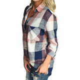 Womens Plaid Top Plus Size  Clothes  Turn Down Collar Long Sleeve  Woman Shirts  Streetwear Women Tops And Blouses