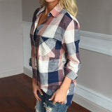 Womens Plaid Top Plus Size  Clothes  Turn Down Collar Long Sleeve  Woman Shirts  Streetwear Women Tops And Blouses