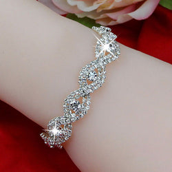 Perhiasan Gelang Wanita Luxury Silver Rhinestone Crystal - Cantik Menawan