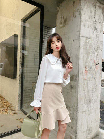 Compre Camisas Mulheres Solid Simple New Arrival Spring Coreano Style Chic  Trendy Casual Blusas Elegantes Vintage Womens Streetwear All-match