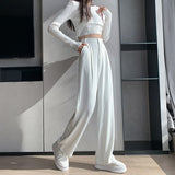 Casual High Waist Loose Wide Leg Pants for Women Spring Summer New Loose Female Floor-Length White Suits Pants Ladies Trousers