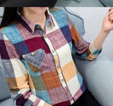 Blouse Women Shirt Women's Color Plaid Long Sleeve Color Matching Shirt Blusas Ropa De Mujer