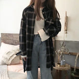 Shirts Women Plaid Long Sleeve Chic Loose Oversize Spring Summer Outwear Casual Womens Sun-proof BF Retro Harajuku Blouses New