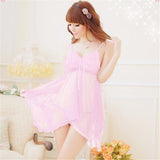 Soft Lucency Lace Belt Dress+ Ding G-string Sleepwear - Cantik Menawan