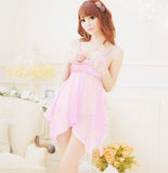 Soft Lucency Lace Belt Dress+ Ding G-string Sleepwear - Cantik Menawan