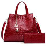 Tas Wanita Kulit PU Leather Shoulder Bags - Tote Bag GRATIS Purse/Dompet - Cantik Menawan