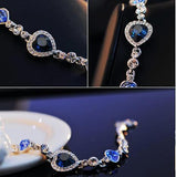 Gelang Romantic Cantik Ocean Heart Crystal Silver Korean Jewellery - Cantik Menawan