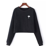 Aliens Printing Hoodies Sweatshirts Harajuku Crew Neck Loose Short Fleece Jumper Sweater - Cantik Menawan