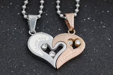 Aksesoris Kalung Couple -  Stainless Steel Chain Black Heart Love - Cantik Menawan