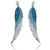 Anting Wanita Klasik Stud Jewelry Long Rhinestone Angel Wings Feather Crystal - Cantik Menawan