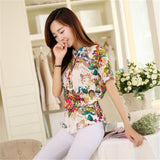 Kimono Style Blouses top Chiffon Printed Short sleeve Casual Women - Cantik Menawan