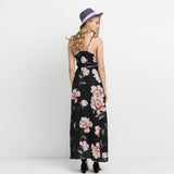 Dress Wanita Cantik - Floral Print Women Backless Split Maxi Dress - Cantik Menawan