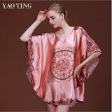 Pakaian Tidur Wanita Cantik - Sleepwear Satin Silk Floral - Cantik Menawan