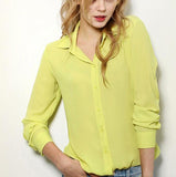 Variasi New European And American Long-Sleeve Chiffon Shirt Blouse - Cantik Menawan