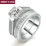 Cincin Cantik 2 Rounds Bijoux Fashion Wedding Ring Set Cubic Zirconia - Cantik Menawan