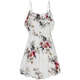 Floral Print Dress Wanita Chiffon - Ruffle Off Shoulder Kasual Beach Dress - Cantik Menawan