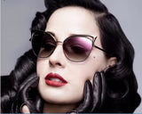 Kacamata Wanita Cat Eye Luxury Sunglasses - Brand Designer Twin-Beam Mirror Vintage Female - Cantik Menawan