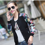 Jaket Wanita Terbaru Lengan Panjang Flower Print Thin Bomber Coat Jackets - Cantik Menawan