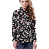 Cotton Blouse Wanita Long-sleeve Printed Flowers Shirts Casual Slim Floral - Cantik Menawan