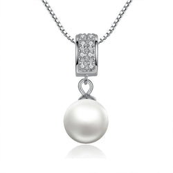 Kalung Perak Wanita Sterling Silver Simulated Pearl Pendant - Cantik Menawan