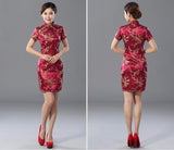 Dress Wanita Traditional Cheongsam Model Cina Sutra Satin Mini Seksi Cantik - Cantik Menawan