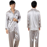 Pakaian Tidur Set Cantik - Long Sleeve Pajamas Sets Wanita/Pria Soft Faux Silk Satin - Cantik Menawan