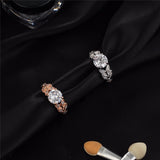 Cincin Kawin/Tunangan Terbaru Perak Crystal Bentuk Daun untuk Lamaran - Cantik Menawan