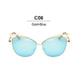 Kacamata Wanita Cat Eye Luxury Sunglasses - Brand Designer Twin-Beam Mirror Vintage Female - Cantik Menawan