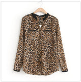 Atasan Wanita Baju Blouse Style Leopard Print Lengan Panjang - Cantik Menawan
