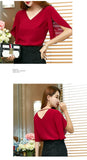 Blouse Wanita Model Korea Terkini Chiffon V-neck Loose - Cantik Menawan